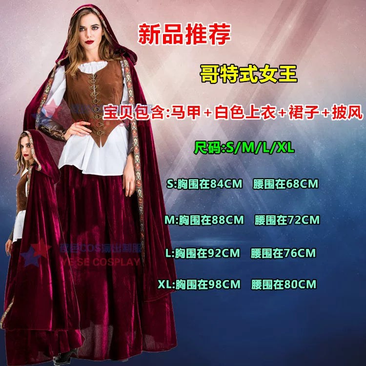 Gothic Vampire Costume with Cape and Long Skirt