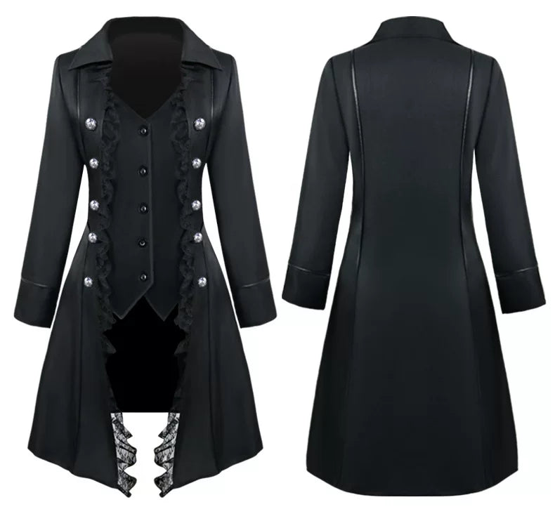 Black Gothic Carnival Cloak with Lace