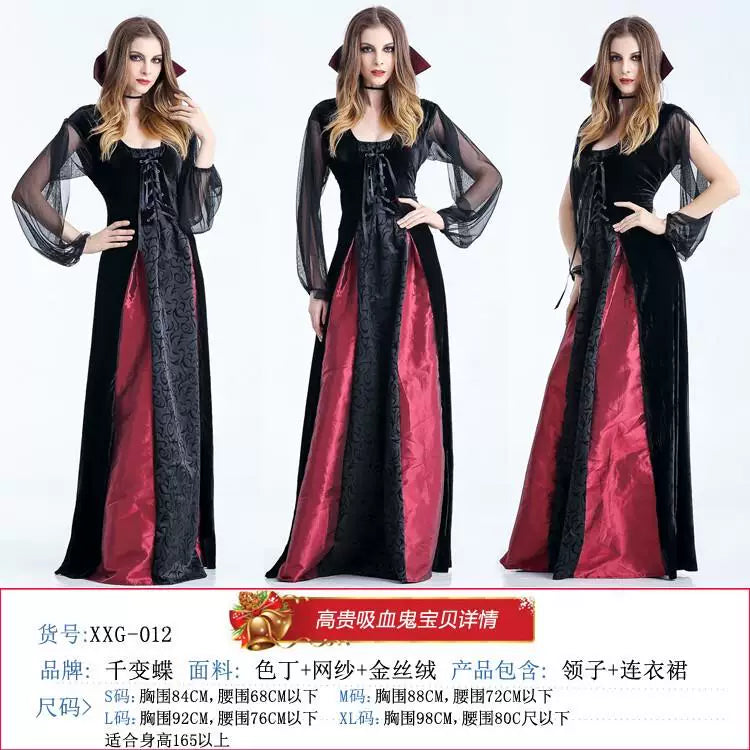 Gothic Halloween Costume Dress with Collar