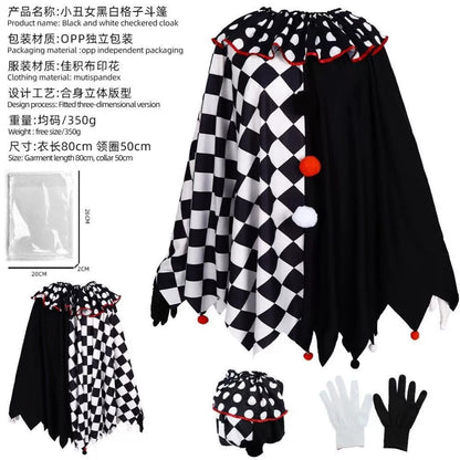 Halloween Clown Costume: Plaid Cape