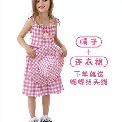 Barbie-Style Costume: Plaid Dress and Hat