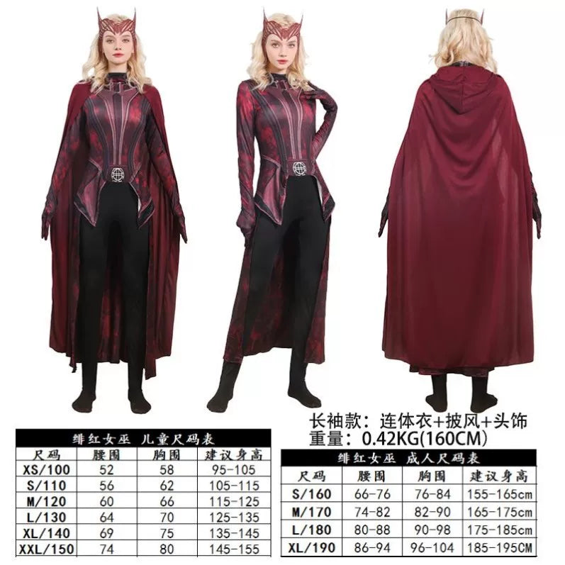 Scarlet Witch superhero cosplay costume with cape