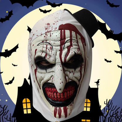Hooded Clown Mask, Bloody Halloween Makeup