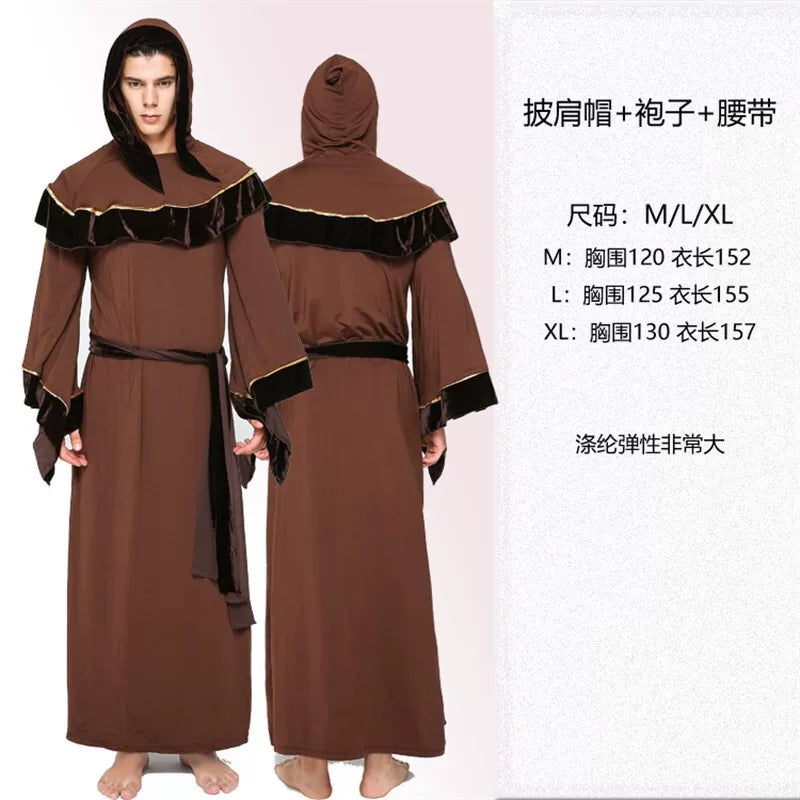 Medieval-Style Hooded Robe with Belt