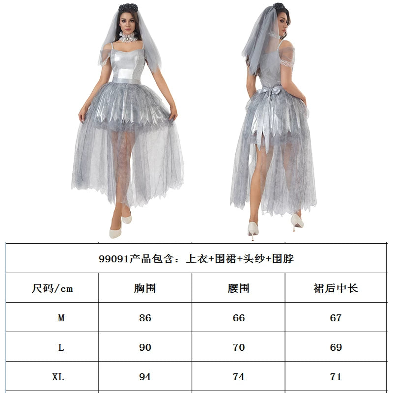 Wedding Costume with Veil and Layered Skirt