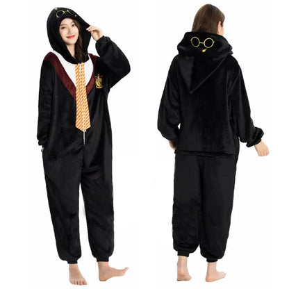 Wizard-Style Hooded Costume Jumpsuit