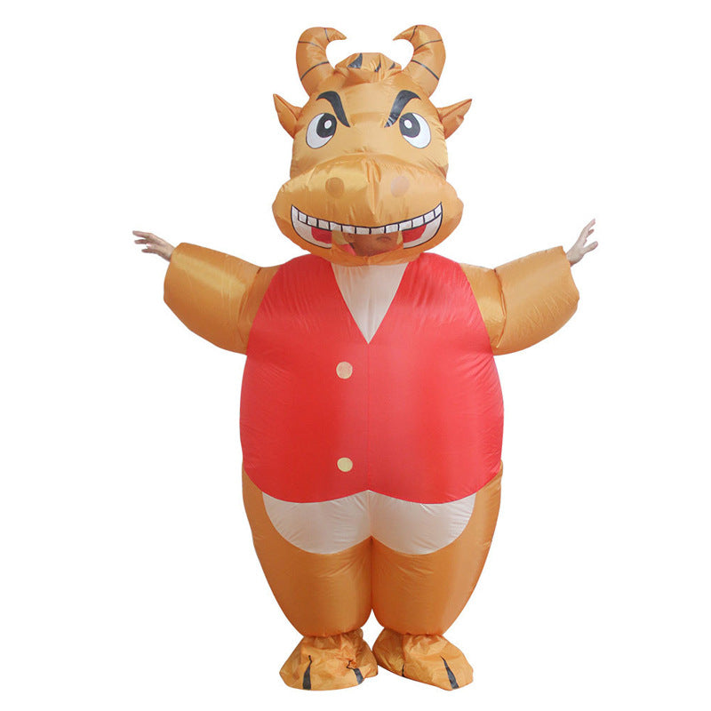 Inflatable Bull Costume with Red Vest