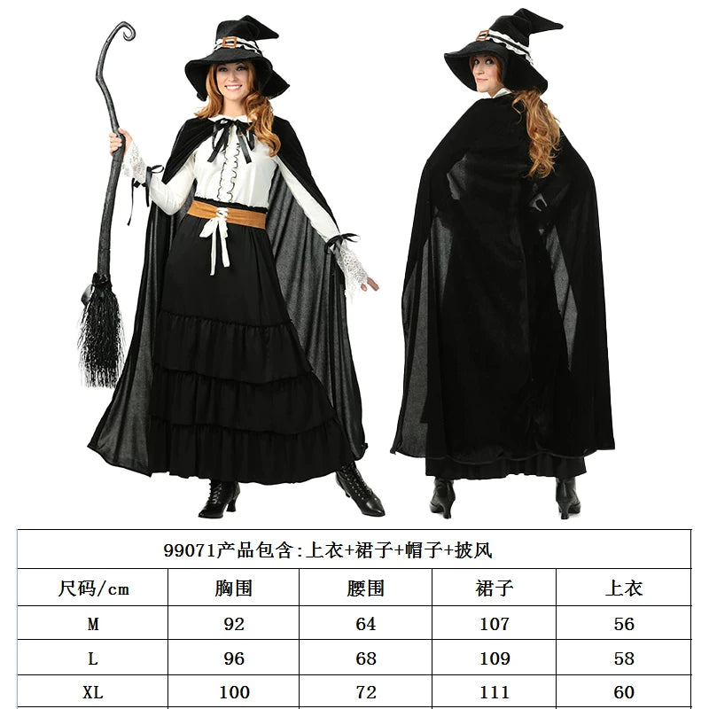 Halloween Witch Costume with Hat and Cloak