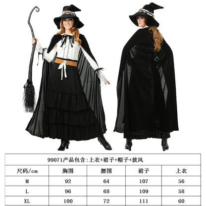 Halloween Witch Costume with Hat and Cloak
