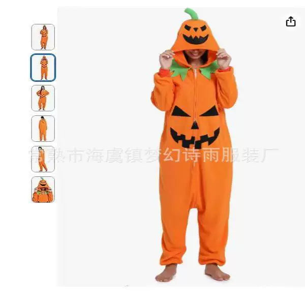 Pumpkin Hooded Costume Jumpsuit