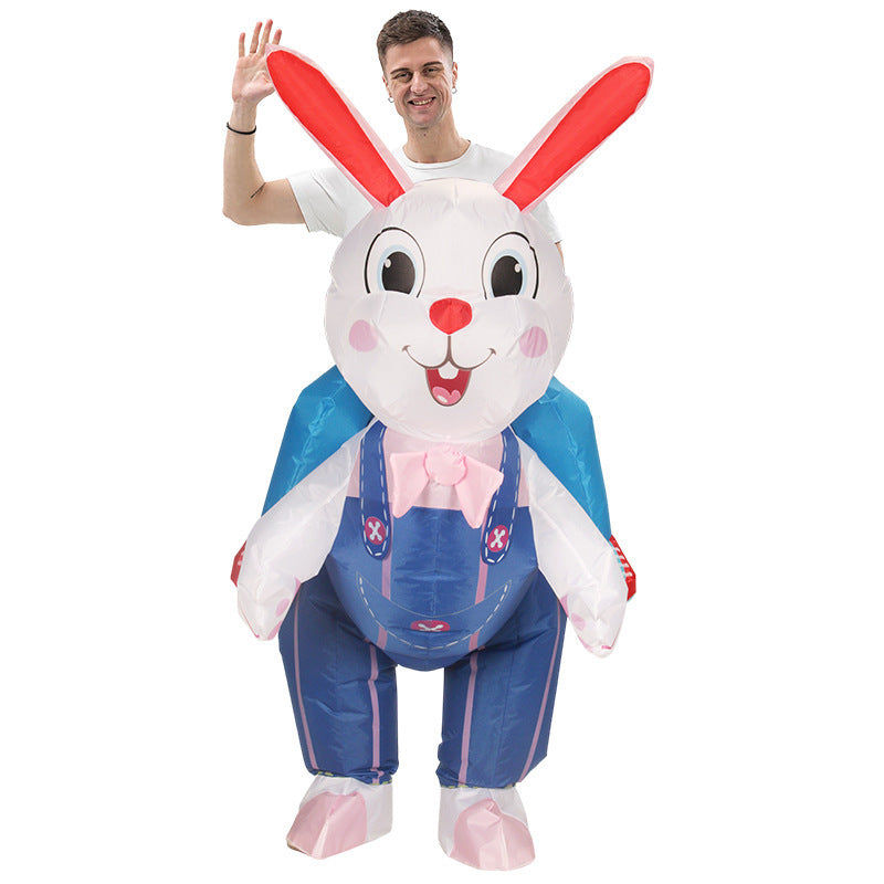 Inflatable Rabbit Costume with Blue Overalls