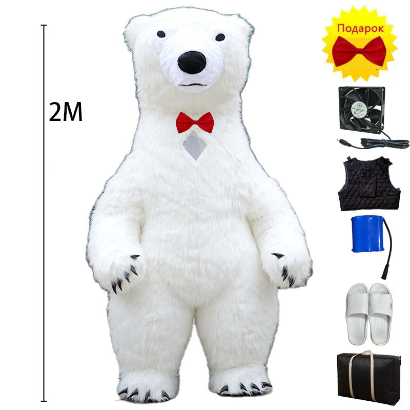 Inflatable life-size polar bear costume