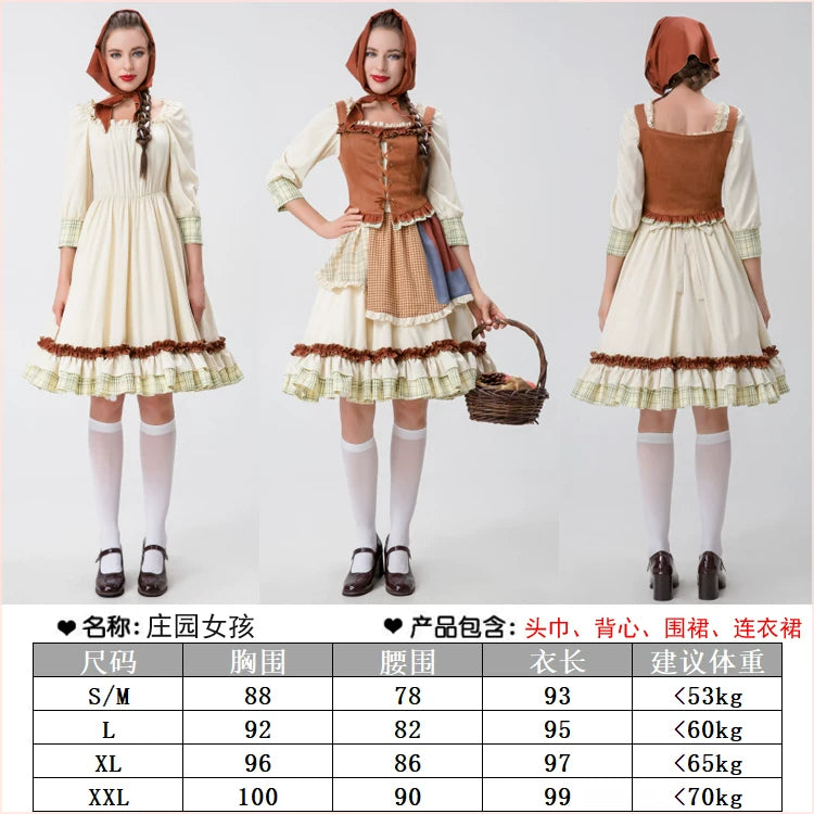 Folk-Style Costume Dress with Scarf