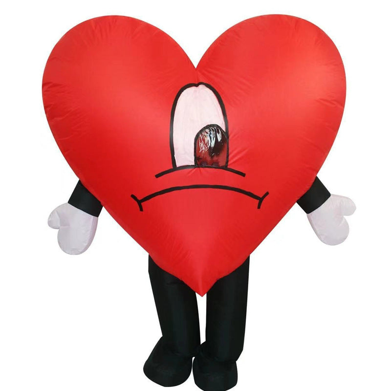 Red Soft Heart Plush Toy with a Sad Face