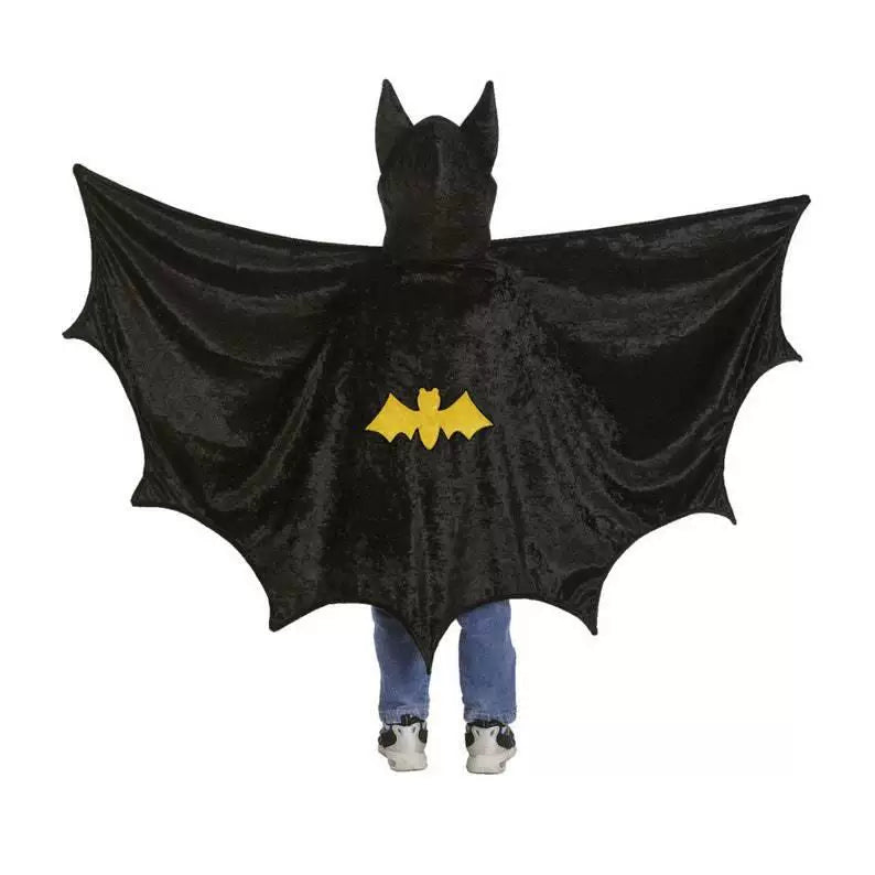 Black costume cape with hood and wings