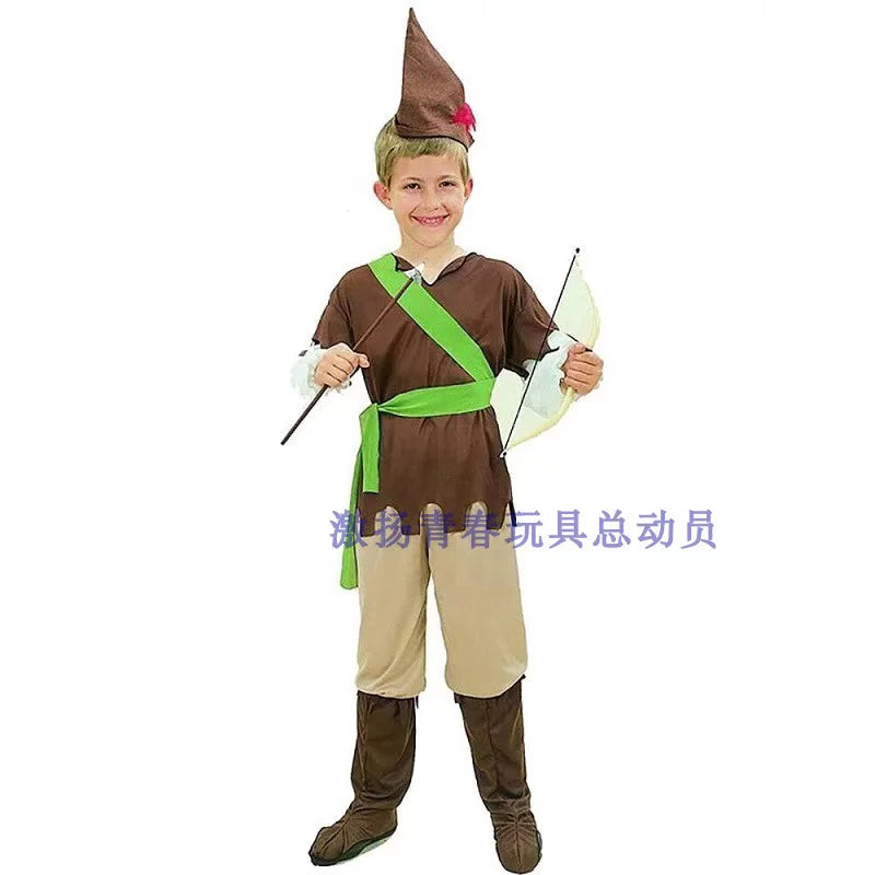 Hunter costume with bow and hat