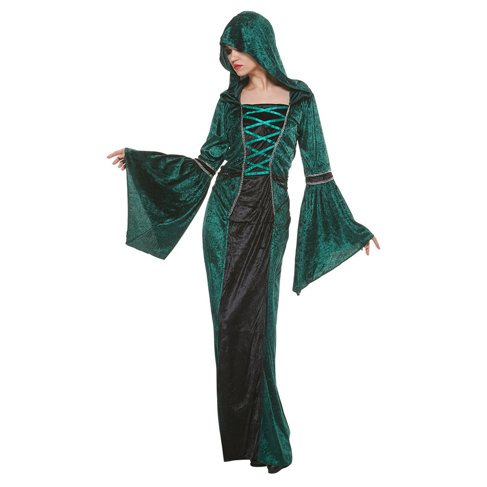 Gothic-Style Hooded Costume Dress