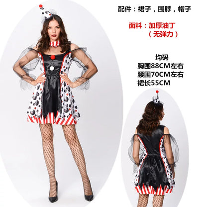 Clown Dress Costume with Hat for Halloween