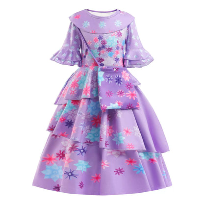 Girls' Floral Print Costume Dress with Purse