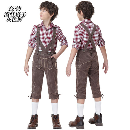 Costume Set: Plaid Shirt and Bib Overalls