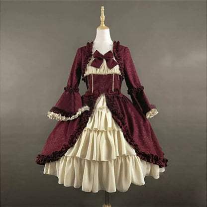 Victorian-Style Long-Sleeve Dress with Bow