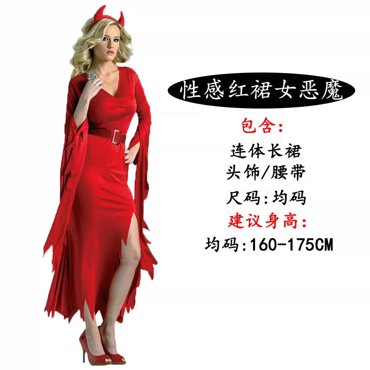Devil Carnival Costume: Red Dress with Horns