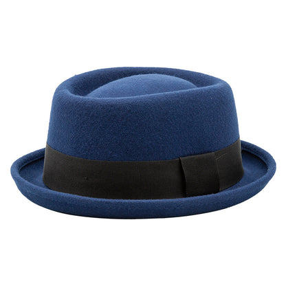 Blue Fedora Hat with Ribbon for Carnival