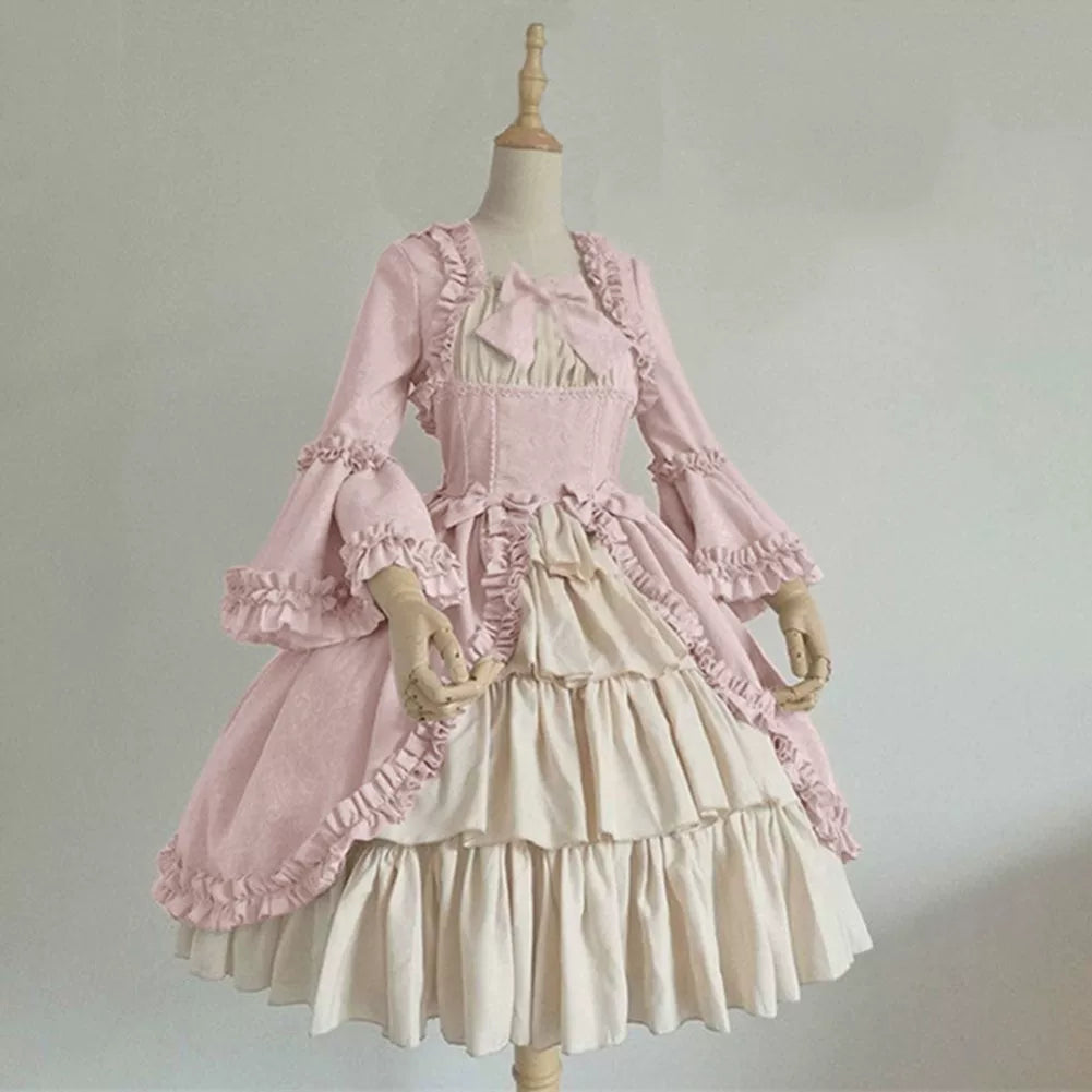 Rococo-Style Dress Costume with Ruffles and a Bow