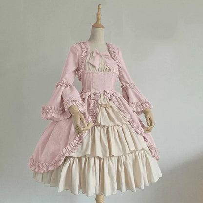 Rococo-Style Dress Costume with Ruffles and a Bow
