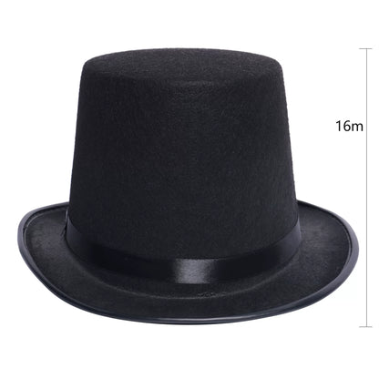 Black Carnival Top Hat with Wide Brim