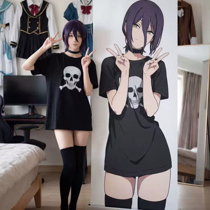 Women's Black Oversized Skull T-Shirt