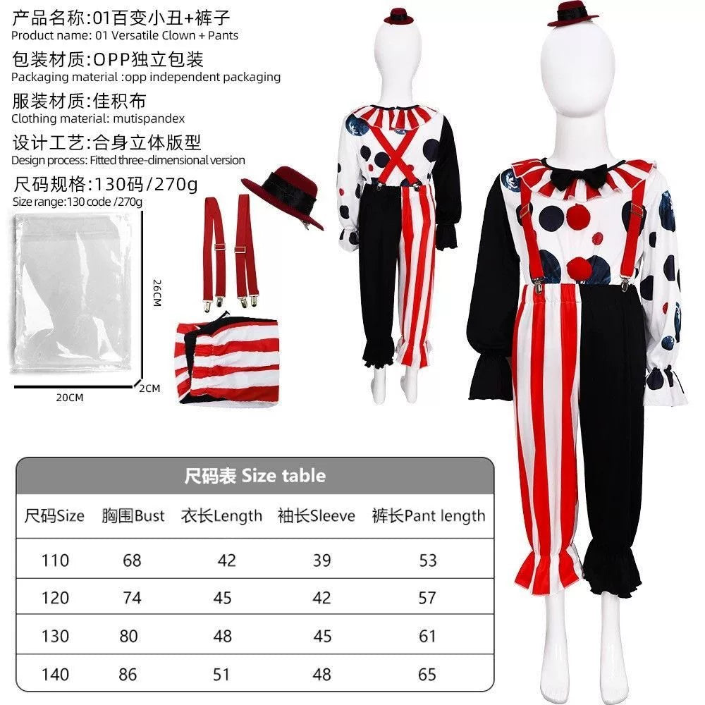 Clown cosplay costume with pants and hat