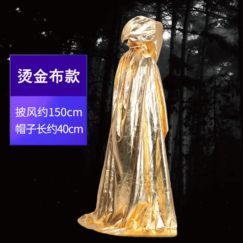 Golden Hooded Carnival Cloak for Stage
