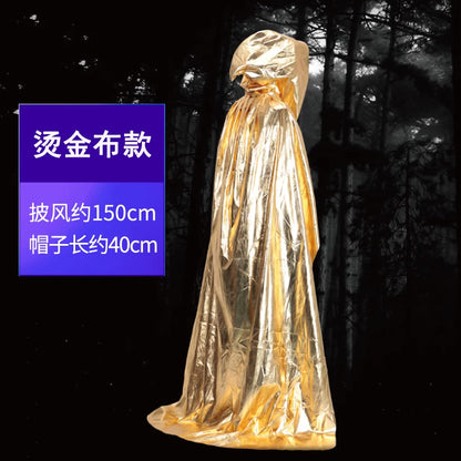 Golden Hooded Carnival Cloak for Stage