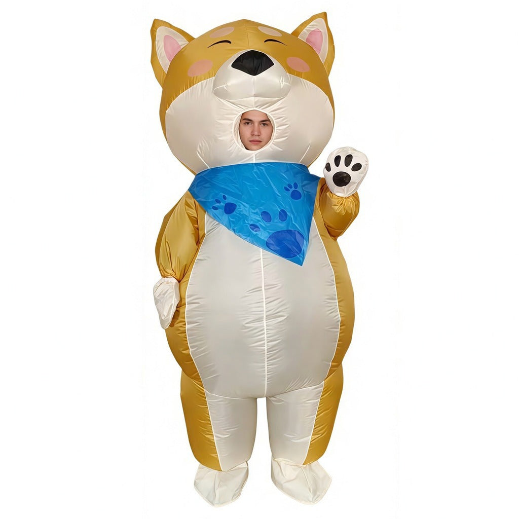 Inflatable Shiba Inu Costume with Blue Bandana