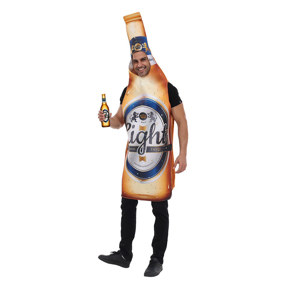 Beer bottle costume for themed celebrations and parties