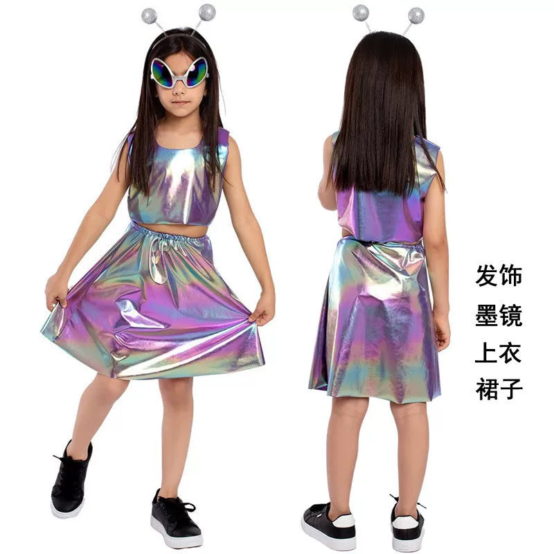 Kids' Alien Halloween Costume, Top and Skirt