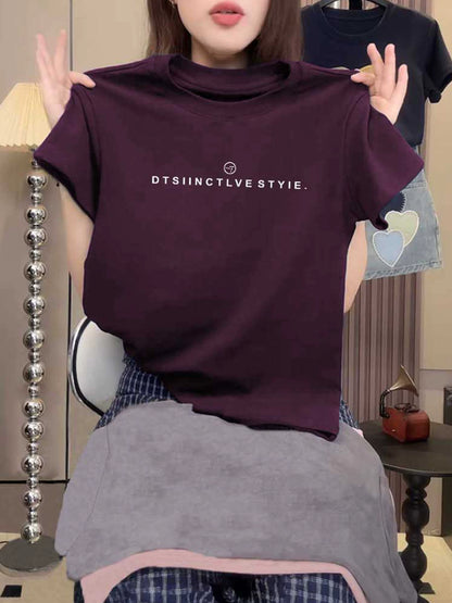 Women's Loose-Fit Printed T-Shirt, Plum Purple