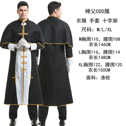 Priest costume with cross and cape