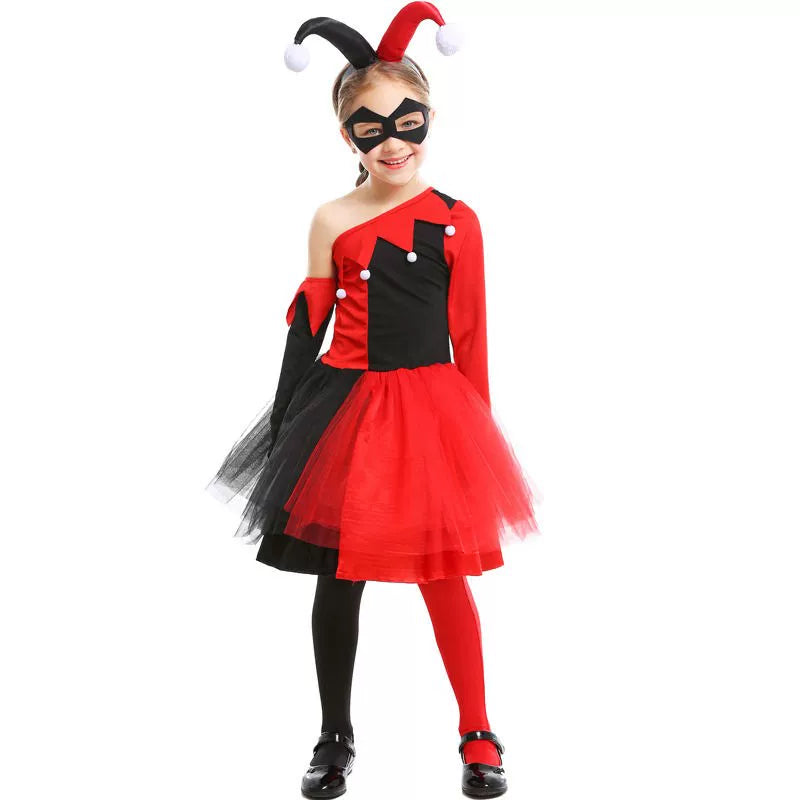 Carnival Jester Costume with Mask and Headband