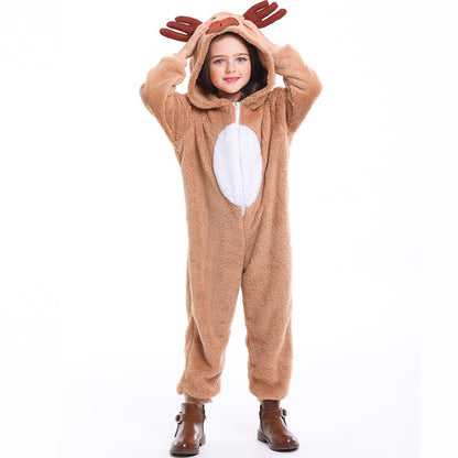 Reindeer costume with hood and zipper