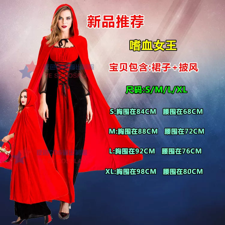 Vampire Costume with Dress and Hood for Halloween