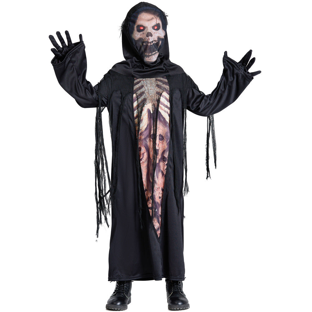 Gothic Hooded Skeleton Costume for Halloween