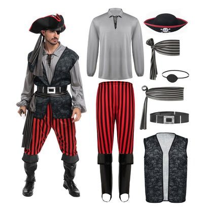 Pirate Costume with Vest, Hat, and Eye Patch