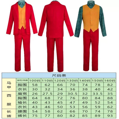 Bright Halloween cosplay costume with a red blazer