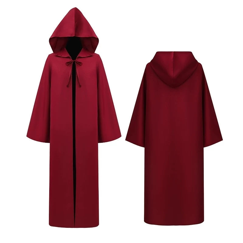 Burgundy Hooded Costume Cloak for Cosplay