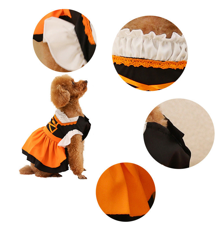 Pet Costume Dress, Orange Oktoberfest Style