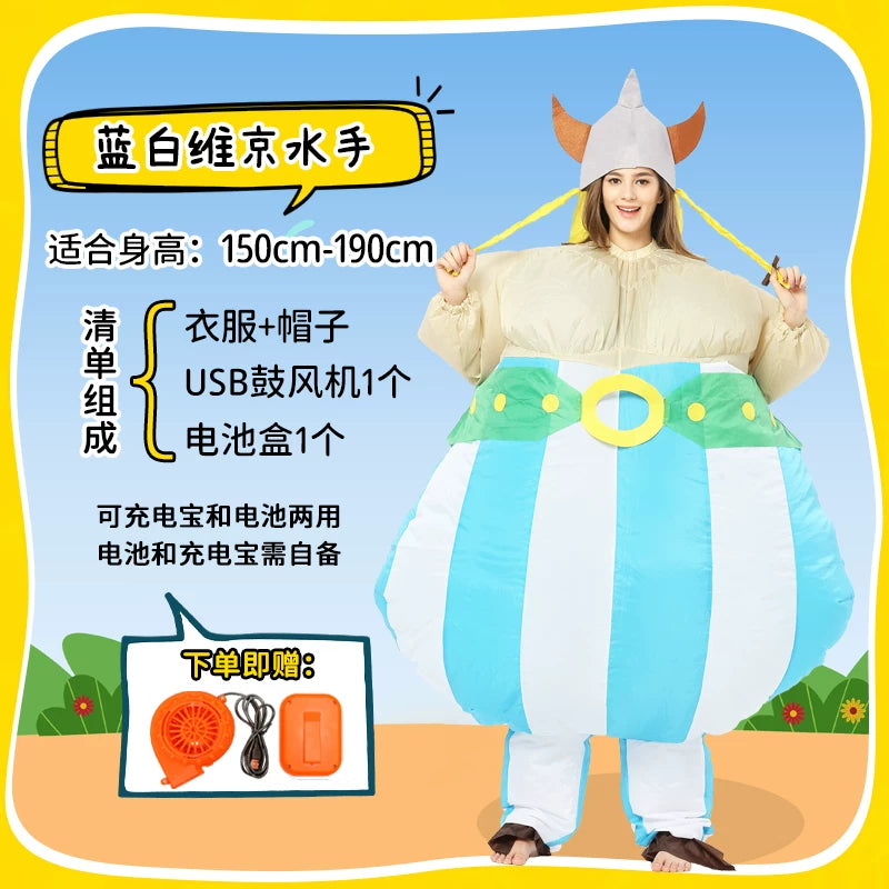 Inflatable Viking Costume with Horned Helmet for Parties
