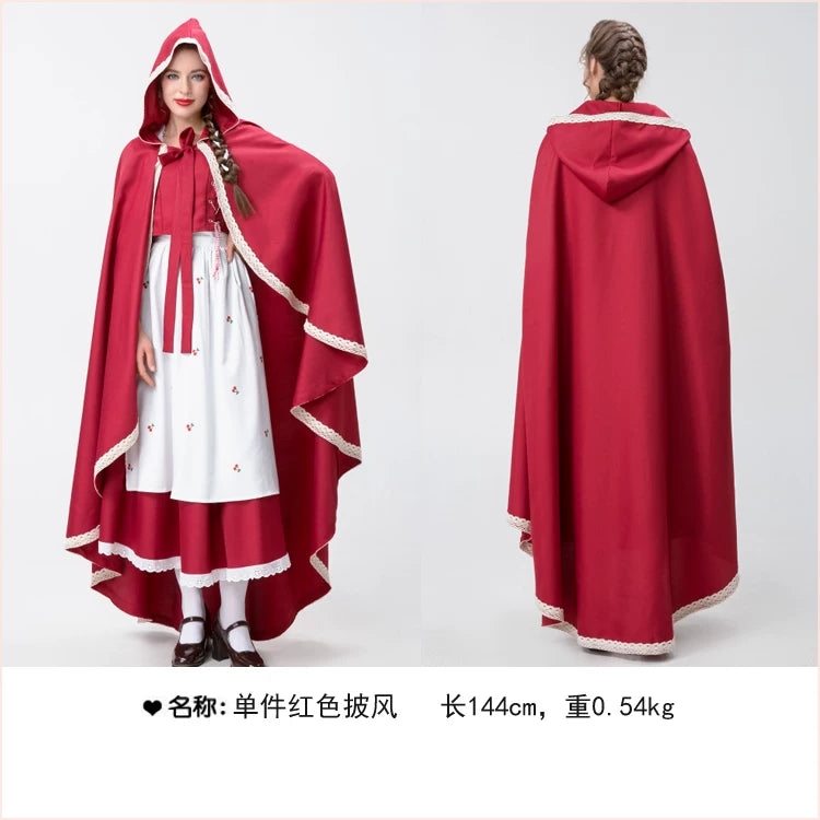 Long Red Hooded Costume Cape