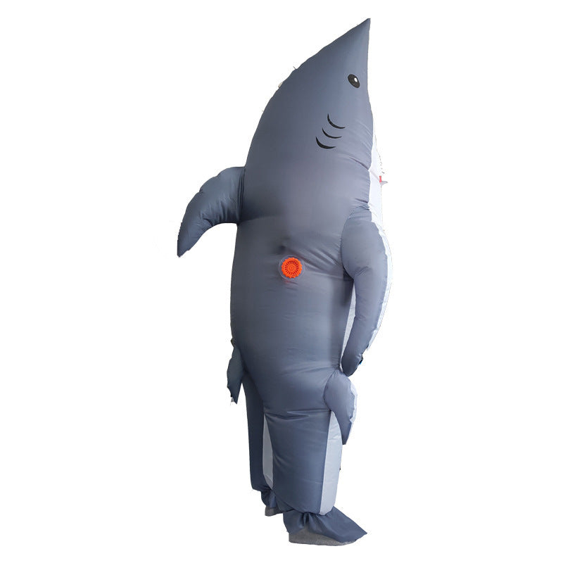 Inflatable shark costume, gray, one size